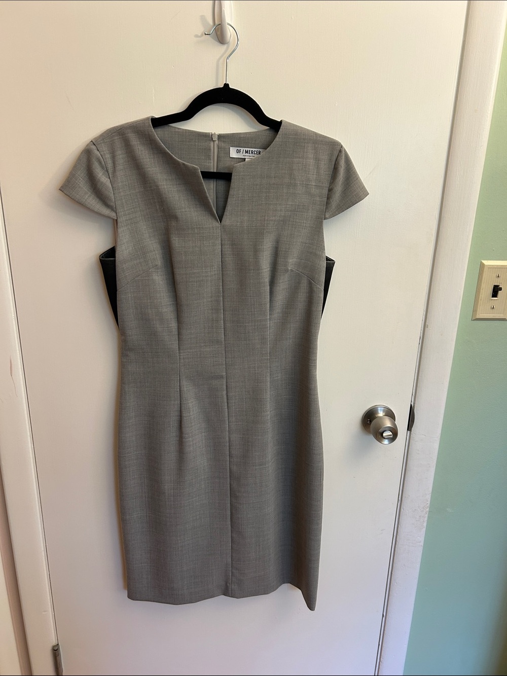 OF Mercer Tailored Gray Midi Sheath Dress